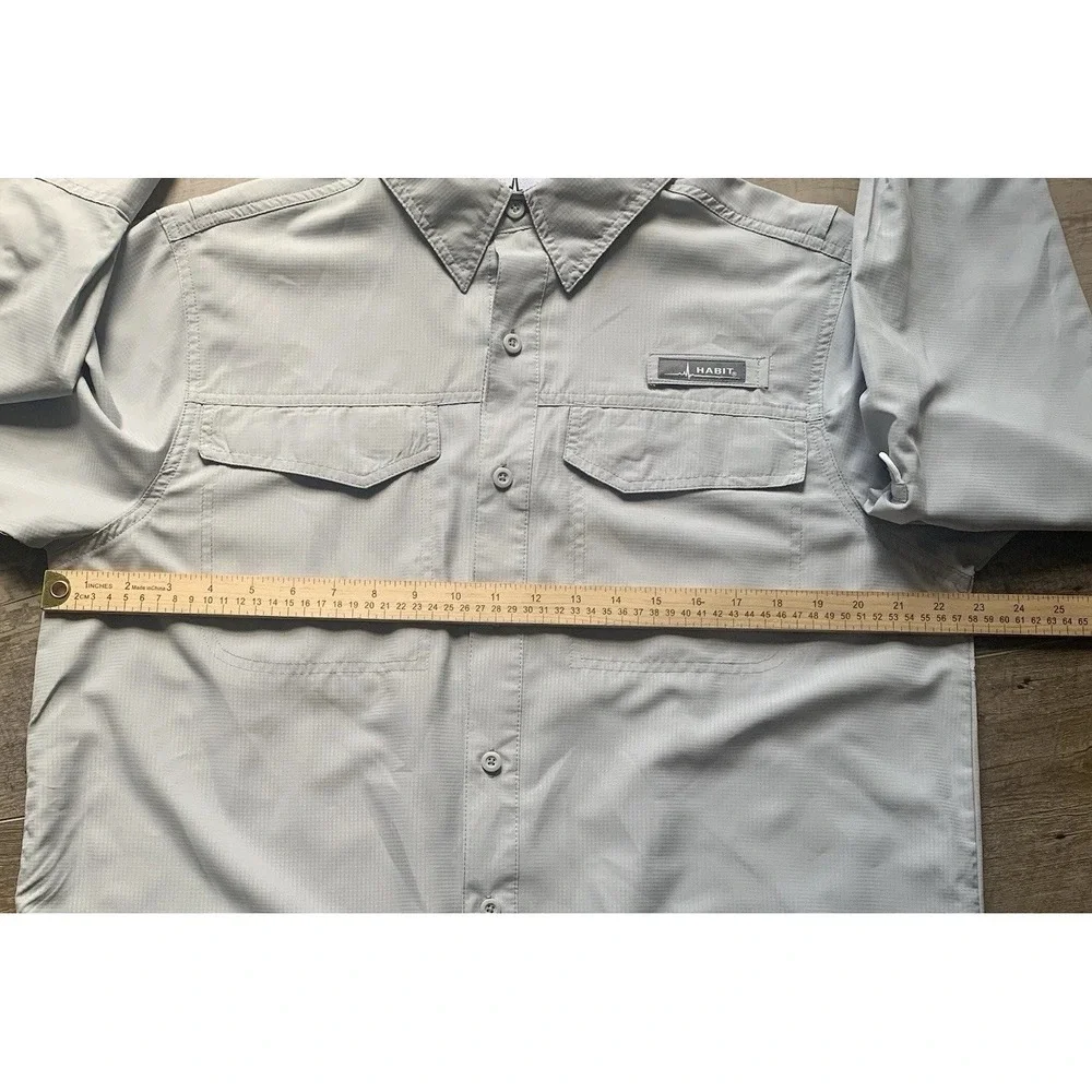 Habit Men's River Guide Lg Sleeve Fishing Shirt M-Solar Factor Grey‎ Lightweight